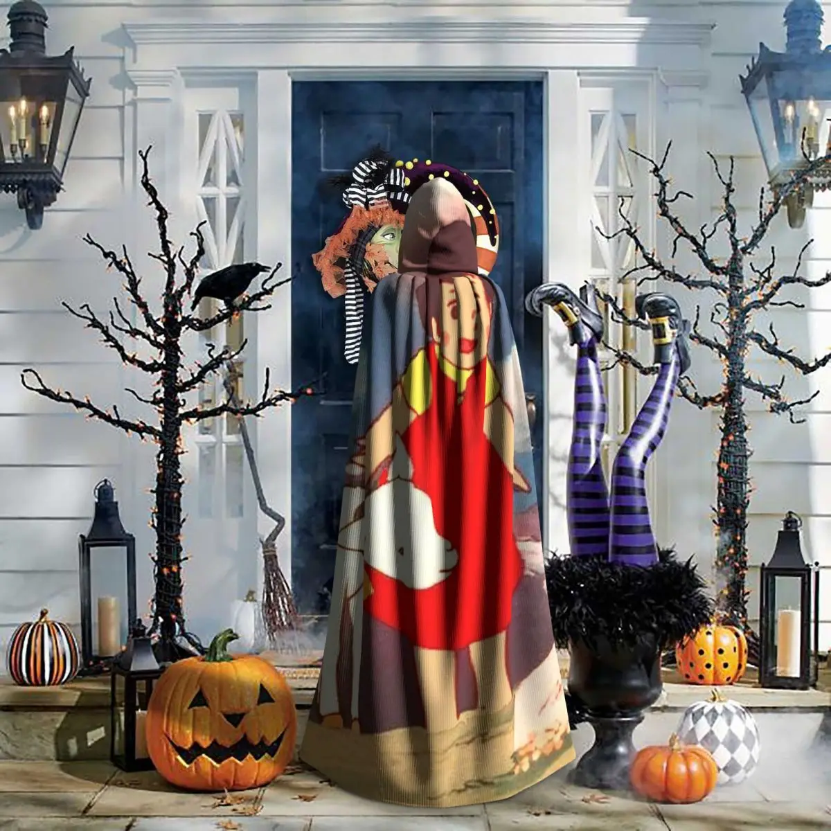 Capa larga con capucha de Heidi On A Walk On The Mountain, disfraz de bruja medieval, capa de cosplay, abrigo de Halloween, unisex para adultos
