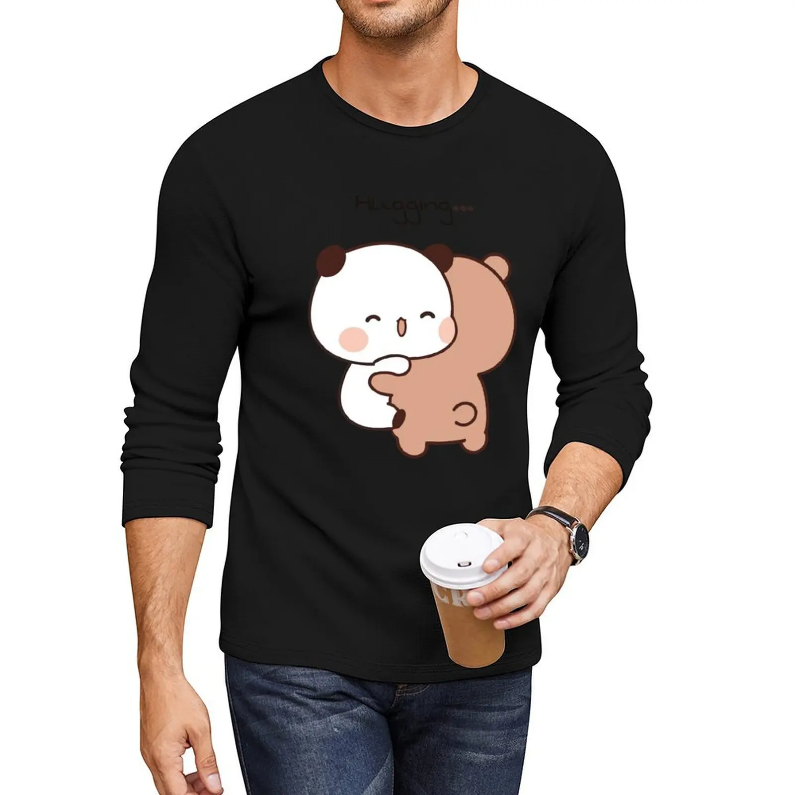 

Hug moment from DuDu Bear to BuBu Panda Long T-Shirt anime T-shirt for a boy men graphic t shirts