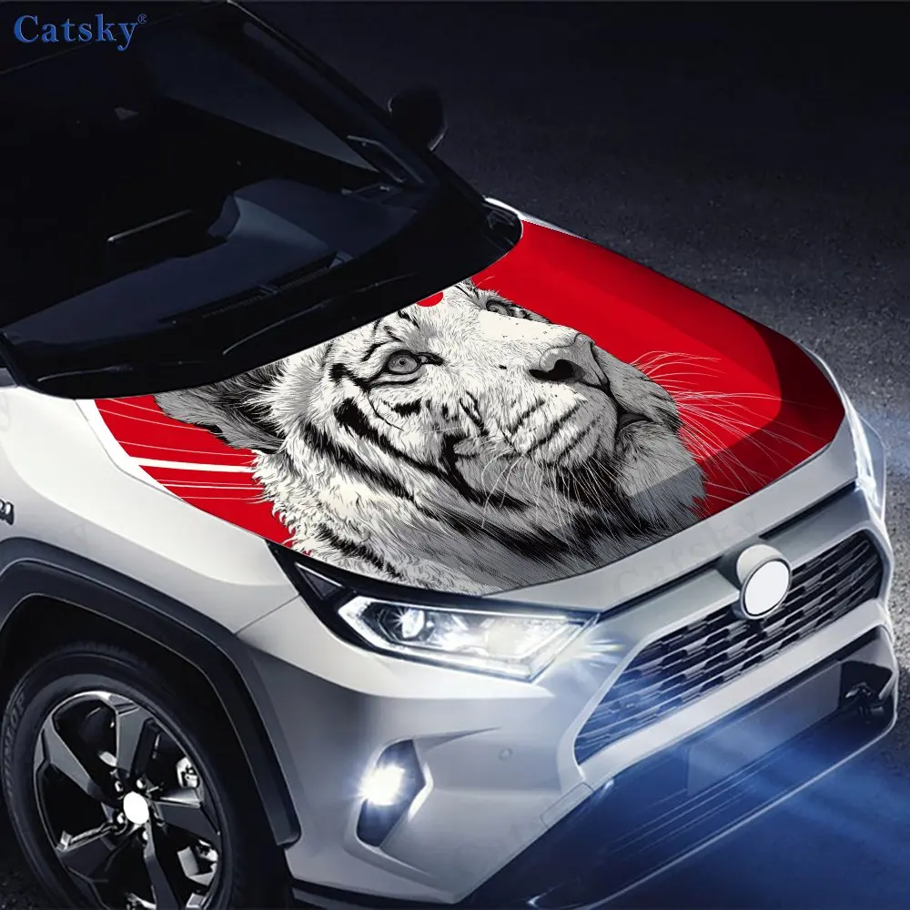 Cool Tiger King print,car hood stickers,PVC waterproof Self adhesive car hood sticker,car hood decoration protection stickers,Au