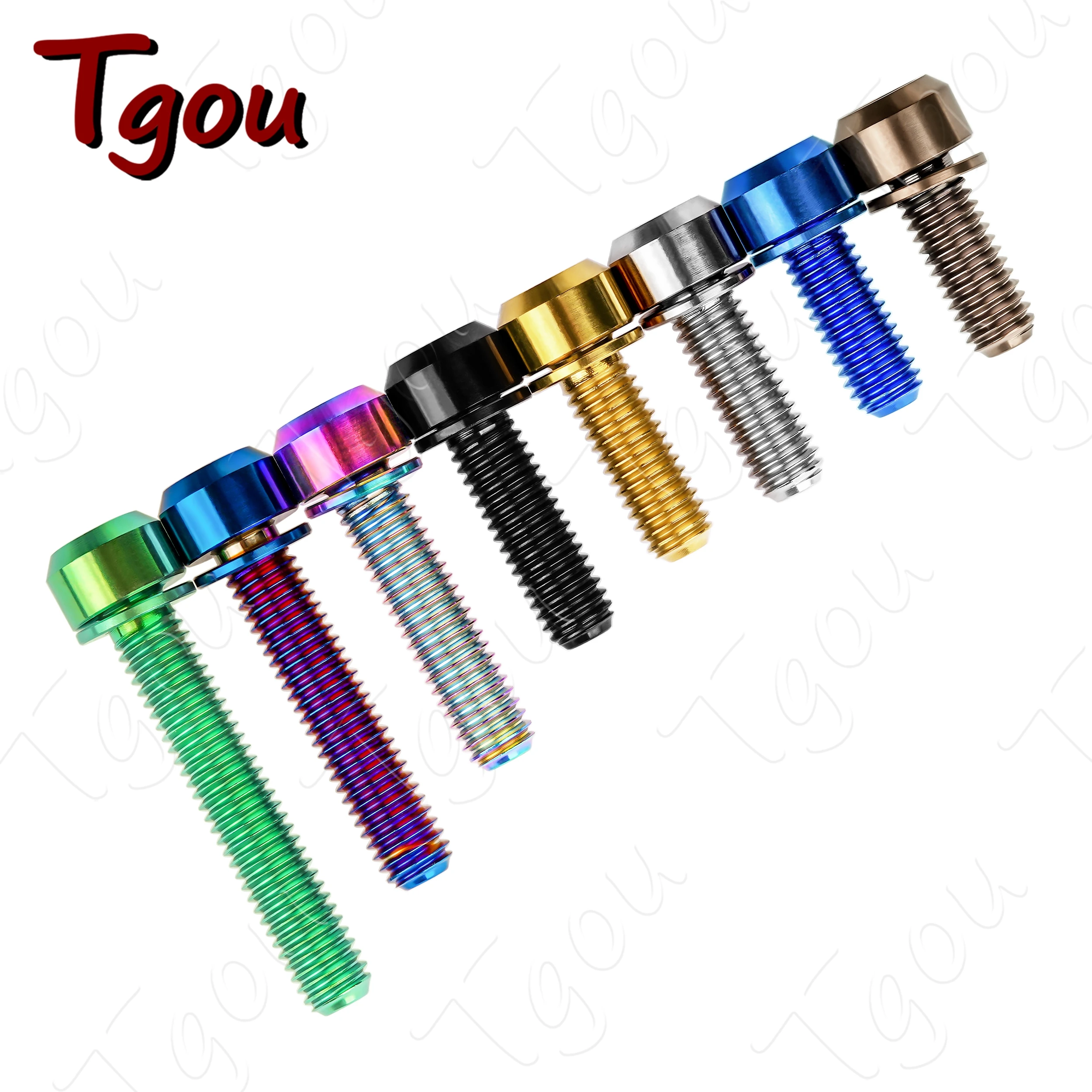 Tgou Titanium Bolt M6x16/18/20/25/30/35mm Hex Head with Washer Screw for Bicycle Disc Brake Stem Clamp