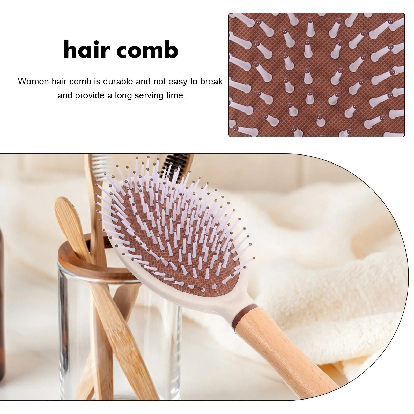 

Деревянная расческа-щетка для волос для женщин, пластиковая, для распутывания и массажа, бережная к волосам, уменьшает ломкость, эргономичная ручка, для путешествий и домашнего использования