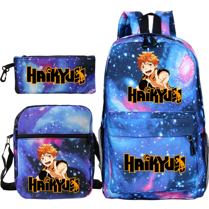 Shoyo Hinata Haikyuu Printed School Bags Children Lightweight Backpack with Shoulder Bags Pencil Bag Boys Girls Travel Backpack