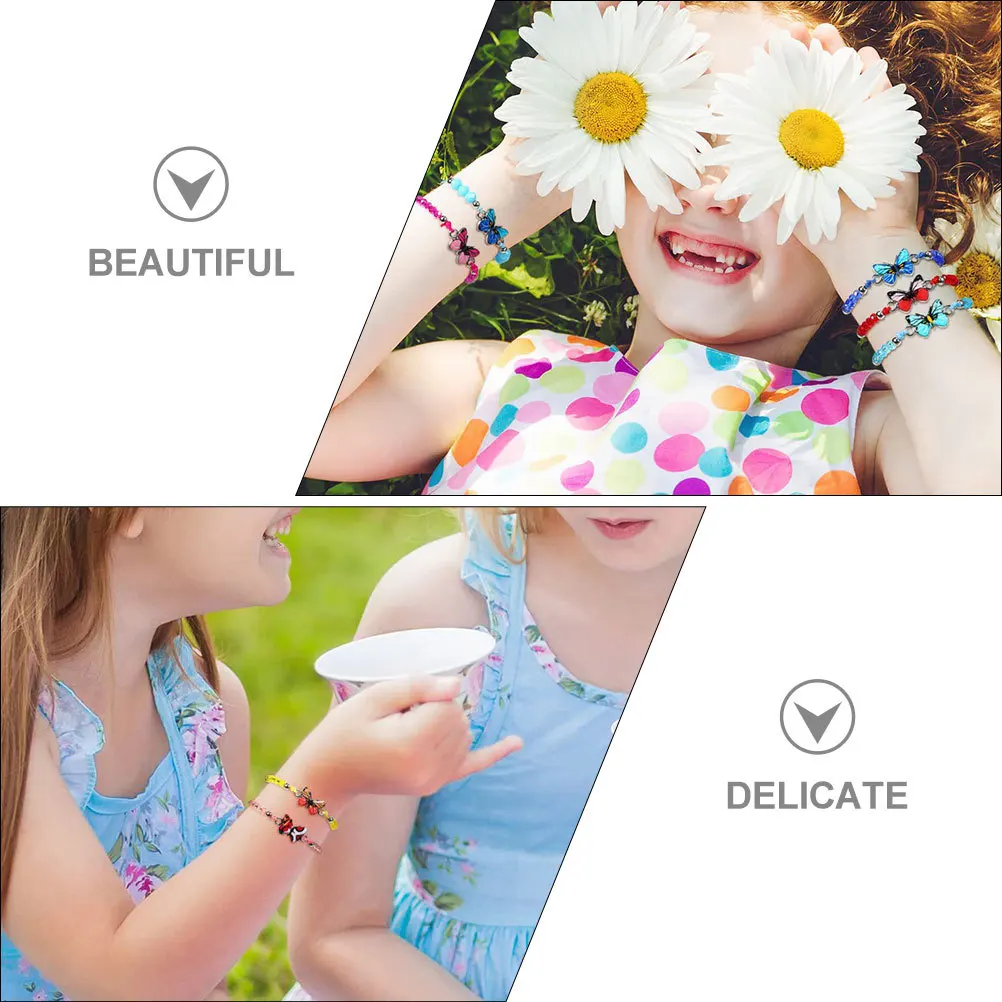 

12Pcs Crystal Butterfly Bracelet Drawstring Kids Friendship Woven Charm Bracelet Gift Party Favors Butterflies Party Favors