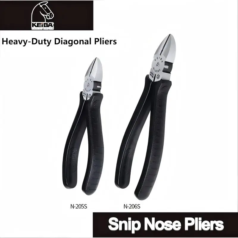 KEIBA N-205S (125mm)/N-206S (150mm) JIS Heavy-Duty Pliers - High-Carbon Steel for Precision Cutting