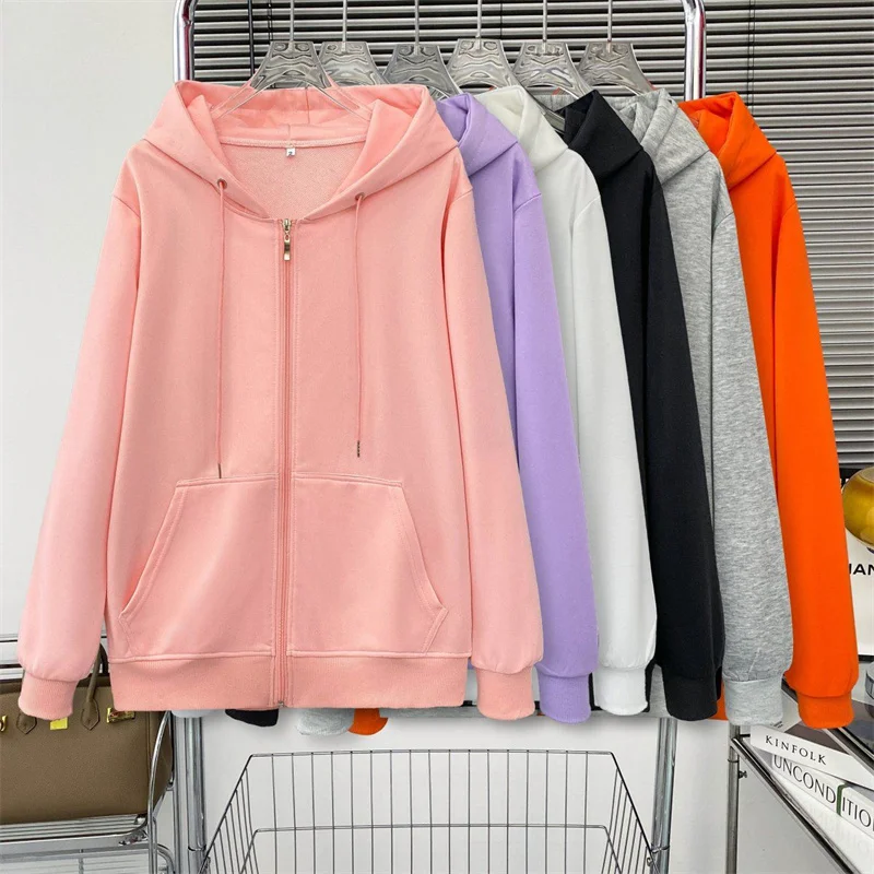 Jacket Spring Autumn Hooded Zipper Cardigan Women Sportshirt 2025New Wave Korean Coat Ccouple Thin Top Loose Sports Casual Blous