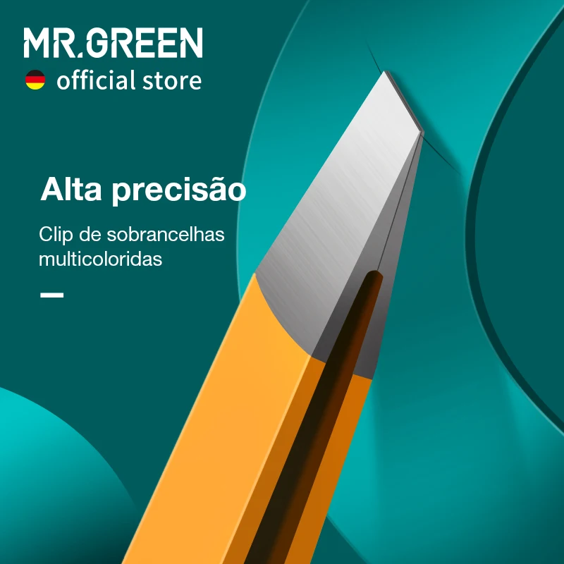 Mr.Green Pinça de Sobrancelha Verde - Aço Inoxidável