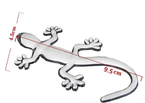 3D Metal Gecko Shape Lizard Logo Chrome Car Badge Emblems Sticker Decal Self-adhesive Car SUV Decoration Accessories Silver/Gold