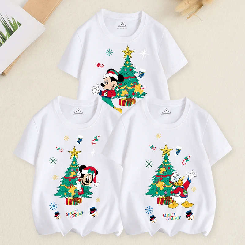 Trajes de Disney del Pato Donald para una familia de tres, disfraces navideños de Mickey y Minnie, camisetas familiares de manga corta