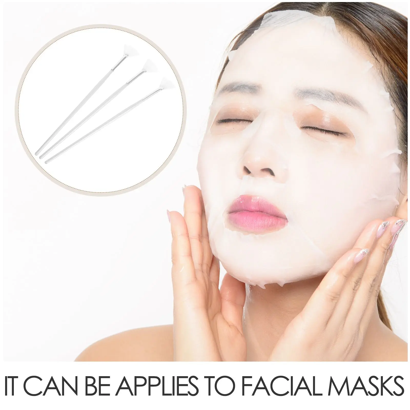 3pcs แปรงพอกหน้า Fiber Face Applicator ไม้ไผ่ Exfoliating พัดลมรูปร่าง Skin Care เครื่องมือแปรงแต่งหน้า