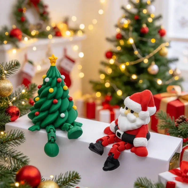 Movable Joints Christmas Figurines, Santa Gingerbread Man Table Decor, Creative Mini Gifts