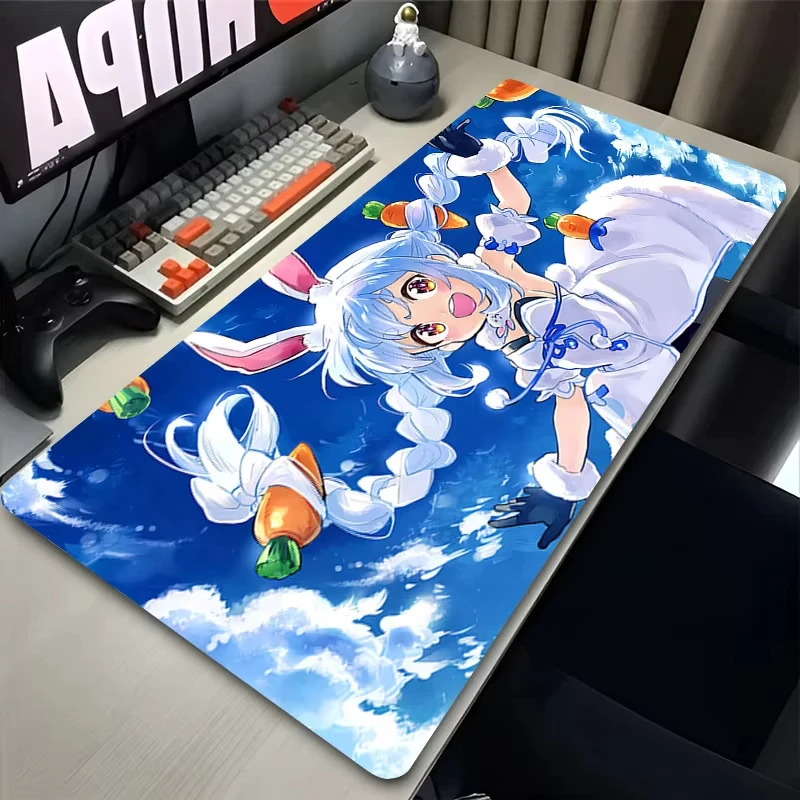 Extra große Kawaii Bunny Girl Schreibtischunterlage, rutschfeste Gummiunterlage Gaming-Mauspad für PC-Gamer, Büro und Zuhause