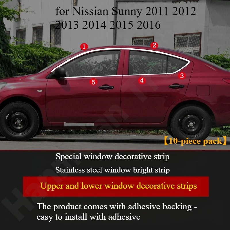 

for Nissian Sunny 2011-2016 /Nissan Lannia 2016-2021 Stainless steel window decorative strip/glass door and window edge strip