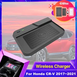 Car Wireless Charging Pad For Honda CR-V CRV 5 5th Gen C RV V5 2017~2021 2018 Phone Fast Charger Charging Plate Panel Station