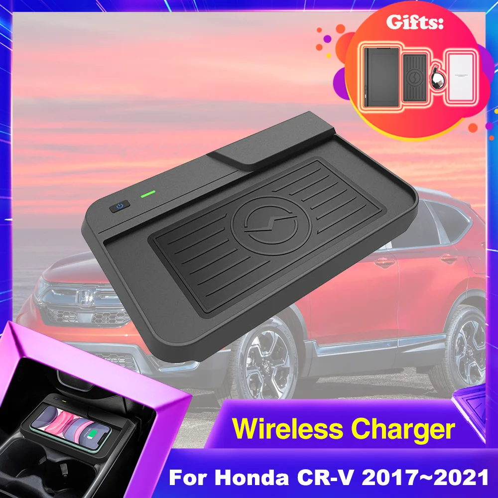 Car Wireless Charging Pad For Honda CR-V CRV 5 5th Gen C RV V5 2017~2021 2018 Phone Fast Charger Charging Plate Panel Station