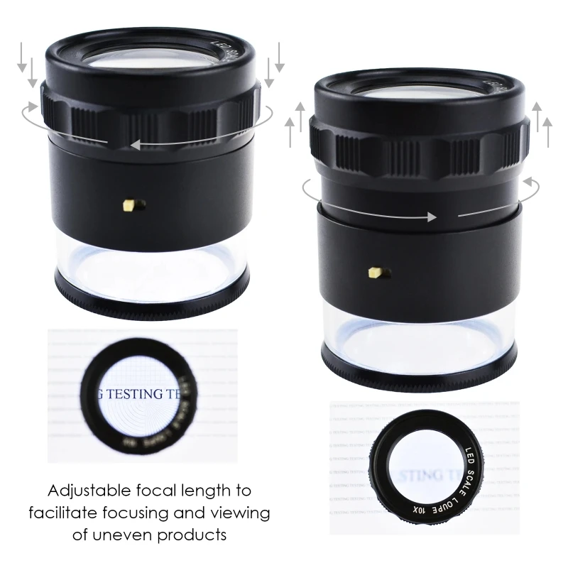 8 LED Light Scale Loupe Magnifier 10X Magnification 25mm Field Of View With 1 4 9 Interchangeable Glass Chart Magnifying Glass