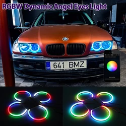 RGBW multi-color Sequential Remote APP Control Halo Rings LED Angel Eyes Kit For BMW E46 1998-2002 Revolving Dynamic Light