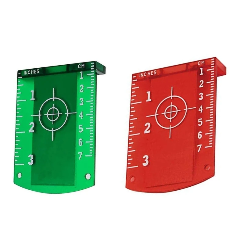 Vertical/Horizontal Level Target Card Red/Green Line-Beam Distance Plate Magnetic Inch-cm Leveling Board Tool Part