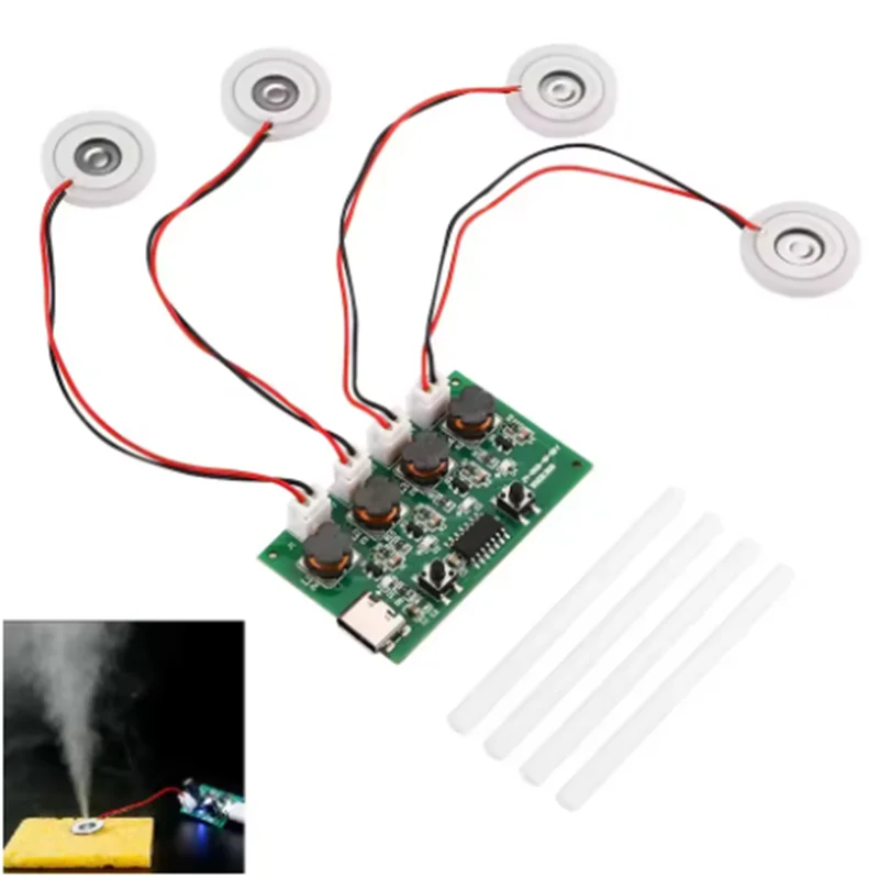 Four spray humidifier USB Mini Humidifier DIY Kits Mist Maker and Driver Circuit Board Fogger Atomization Film Atomizer Sheet