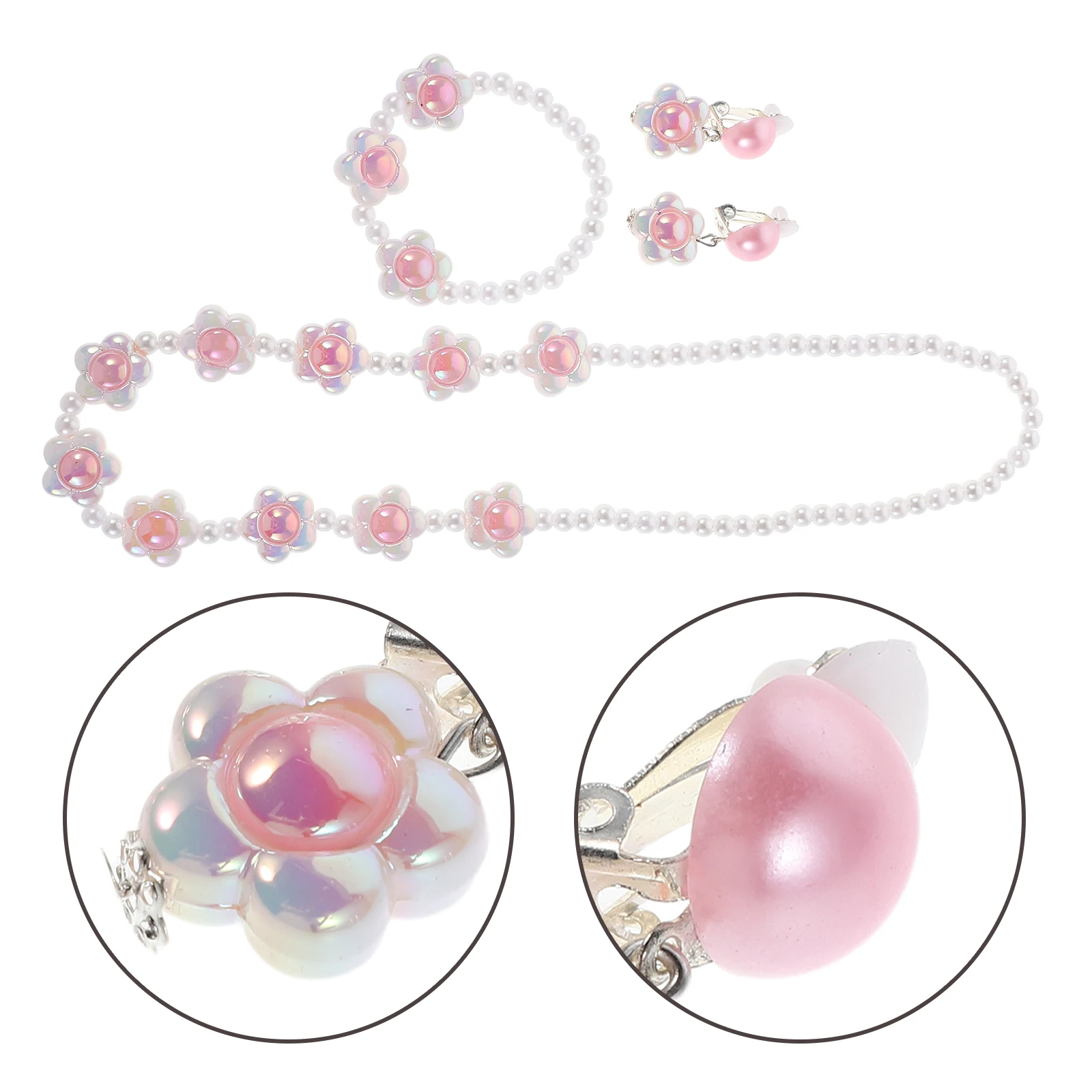 

Pearl Flower Jewelry Girls Jewlery Cute Necklace Choker Childrens Formal Earrings Personality