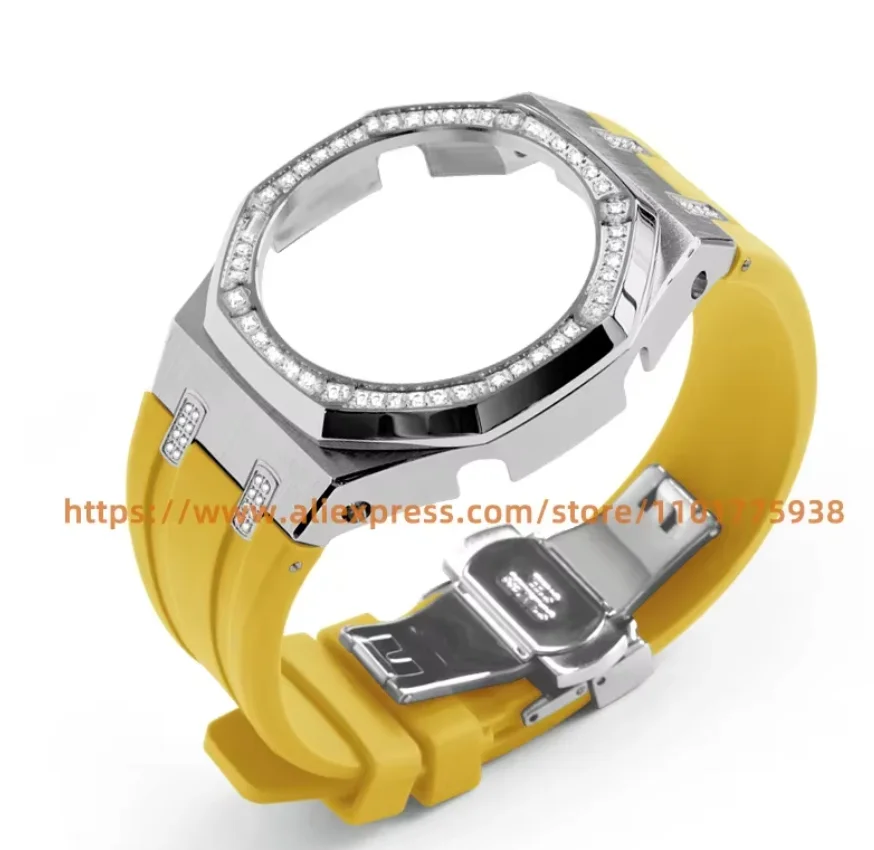 New Ga 2100 Frosted Stainless Steel Case Strap for CasiOak GA-2100 GA2100 GA-B2100Replacement Accessory Set