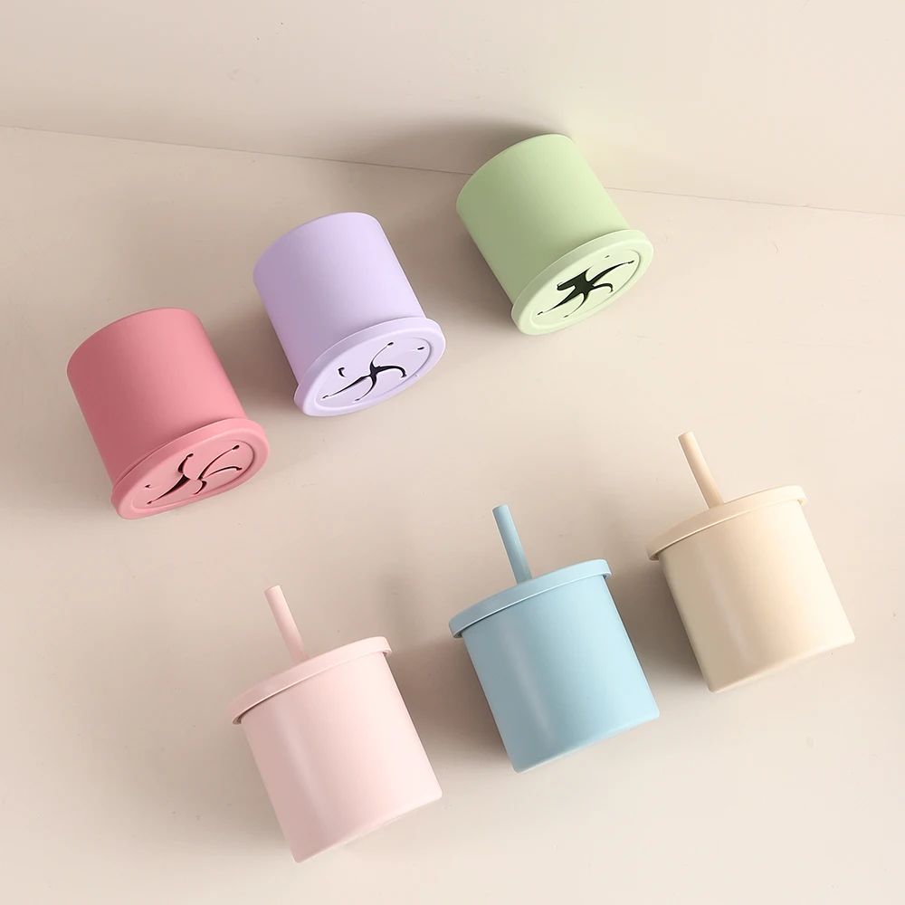 

НОВАЯ силиконовая чашка-непроливайка 3 в 1, герметичная соломенная чашка с крышкой для закусок, трансформируемая тренировочная чашка без bpa