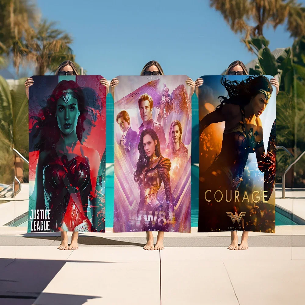 W-Wonder Woman Beach Towel For Kids Personalized Bath  Vacation Gift Picnic Towel Party Gift