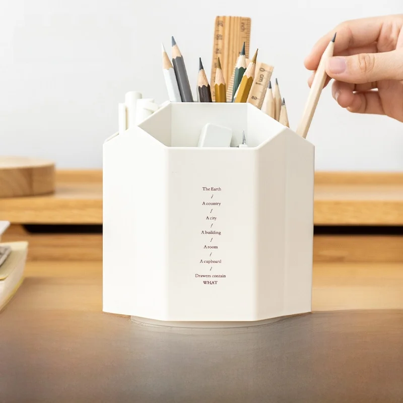 大容量回転式ペンホルダー-オフィス用品-おしゃれな収納オーガナイザー-プラスチック製デスクアクセサリー-zaixuan製