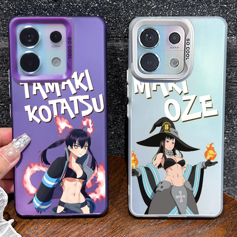 Fire Force Anime Comics For Redmi Note 13 12 12S 11 11S 11E 10 10T 10S 9C 9T Pro Plus Max Lite 5G Colorful Silver Back