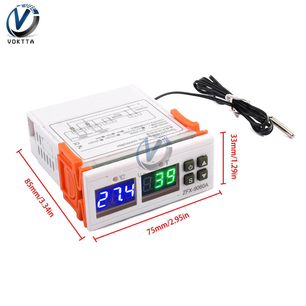 Digital Temperature Humidity Controller Adjustable Heating Cooling Controller Thermostat Temperature Sensor AC110-220V DC12V/24V