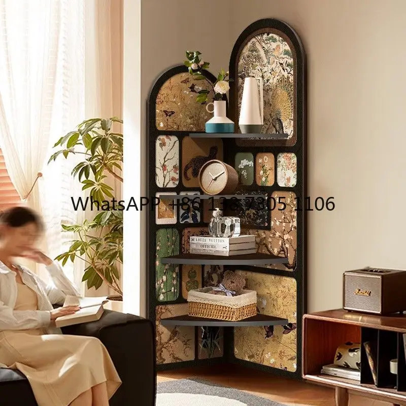 

Medieval corner rack, living room corner cabinet, bookcase, retro corner drop storage rack