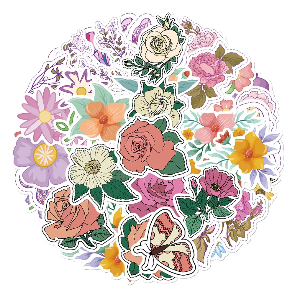 

10/20/45pcs Ins Style Cute Fresh Flowers Stickers Aesthetic Scrapbooking Laptop Phone Guitar Diary Decorative Sticker Decals Toy