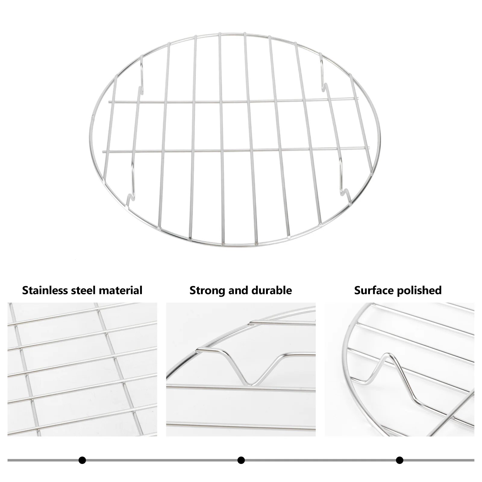 

Решетка для гриля из нержавеющей стали, круглая, 24,5 см, устойчивая к ржавчине, для мяса, рыбы, овощей, барбекю, для жарки и запекания