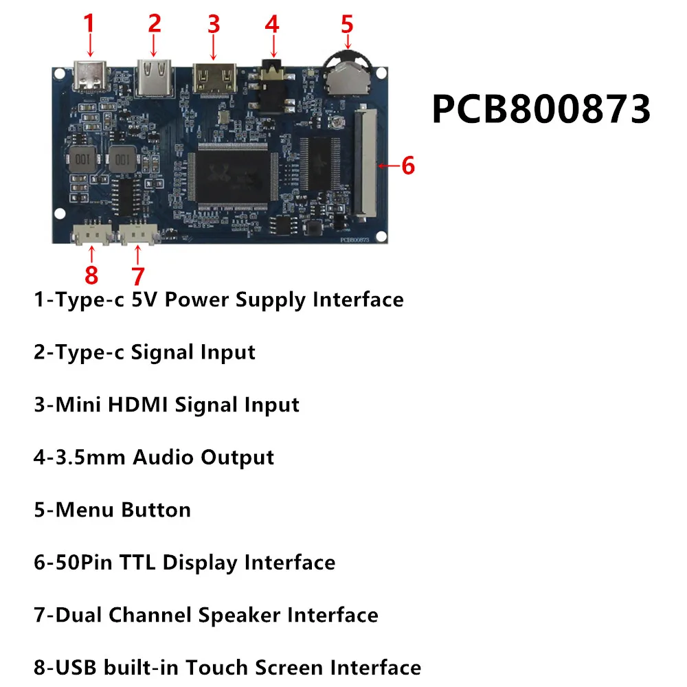 ユニバーサルディスプレイボード,DIYポータブルモニター,ttl,50pin,at070tn90,at065tn14,20000938-00, 800x480,at070tn90,at065tn14