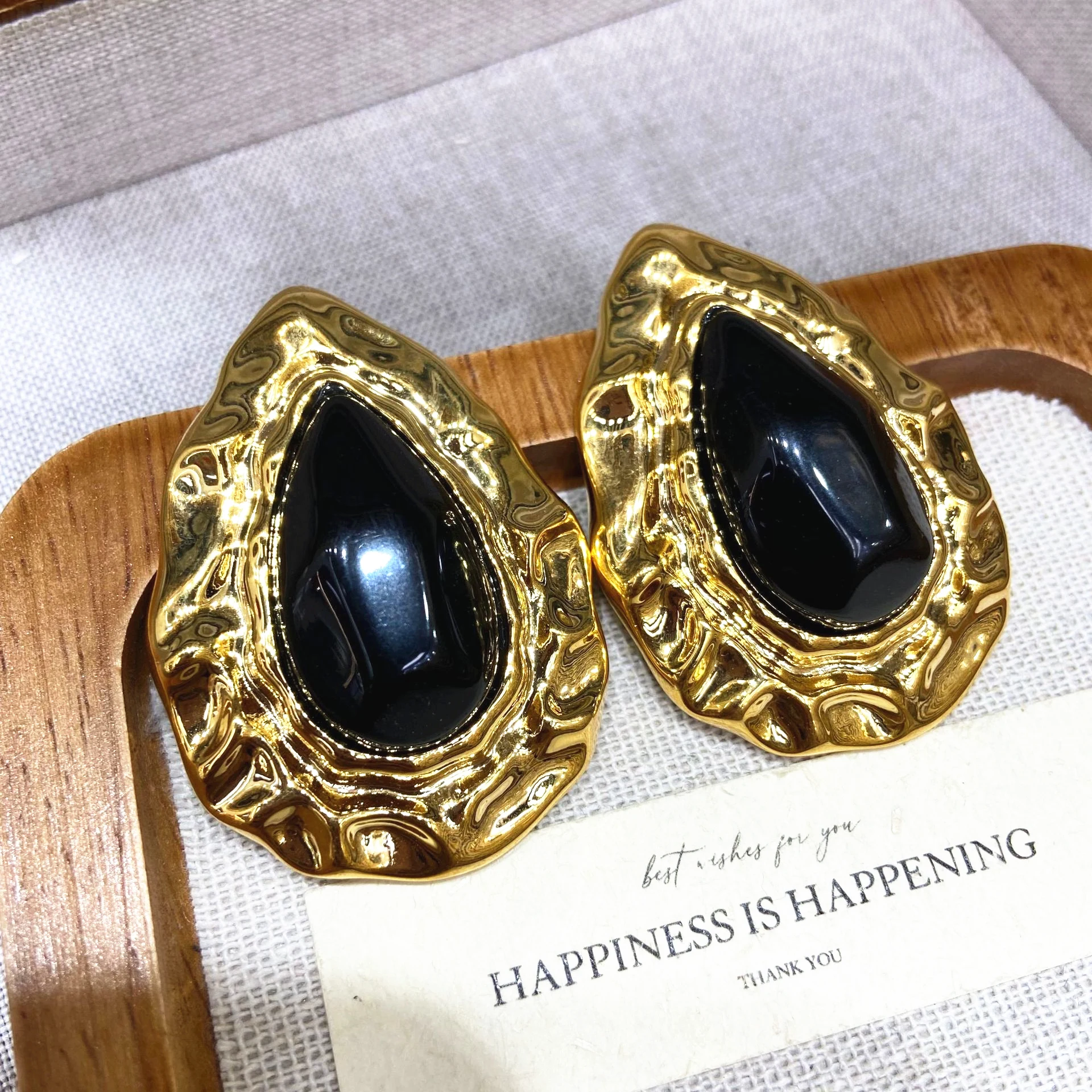 French Vintage Waterdrop Irregular Unique Design Large Earrings for Women Suitable for Parties And Travel Combinations
