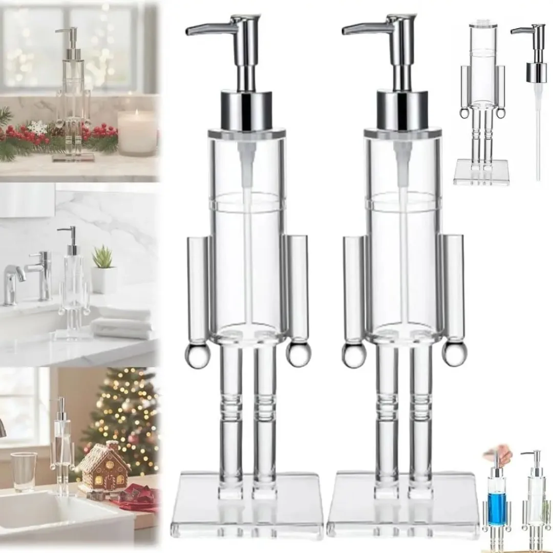 

Transparent Nutcracker Soap Dispenser, Push-Down Reusable Kitchen Accessories Decorative Dishwashing Liquid Bottle