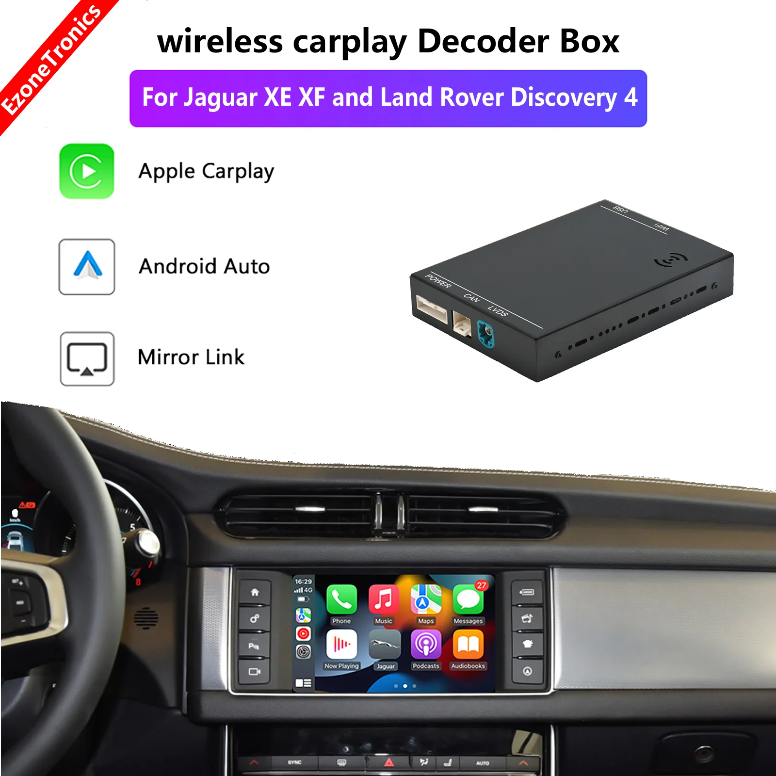 EZonetronics экран обновления декодер коробка muItimedia интерфейс CarPlay Android Авто модифицированный комплект для JAGUAR/Land/XE/XF/Discovery 4