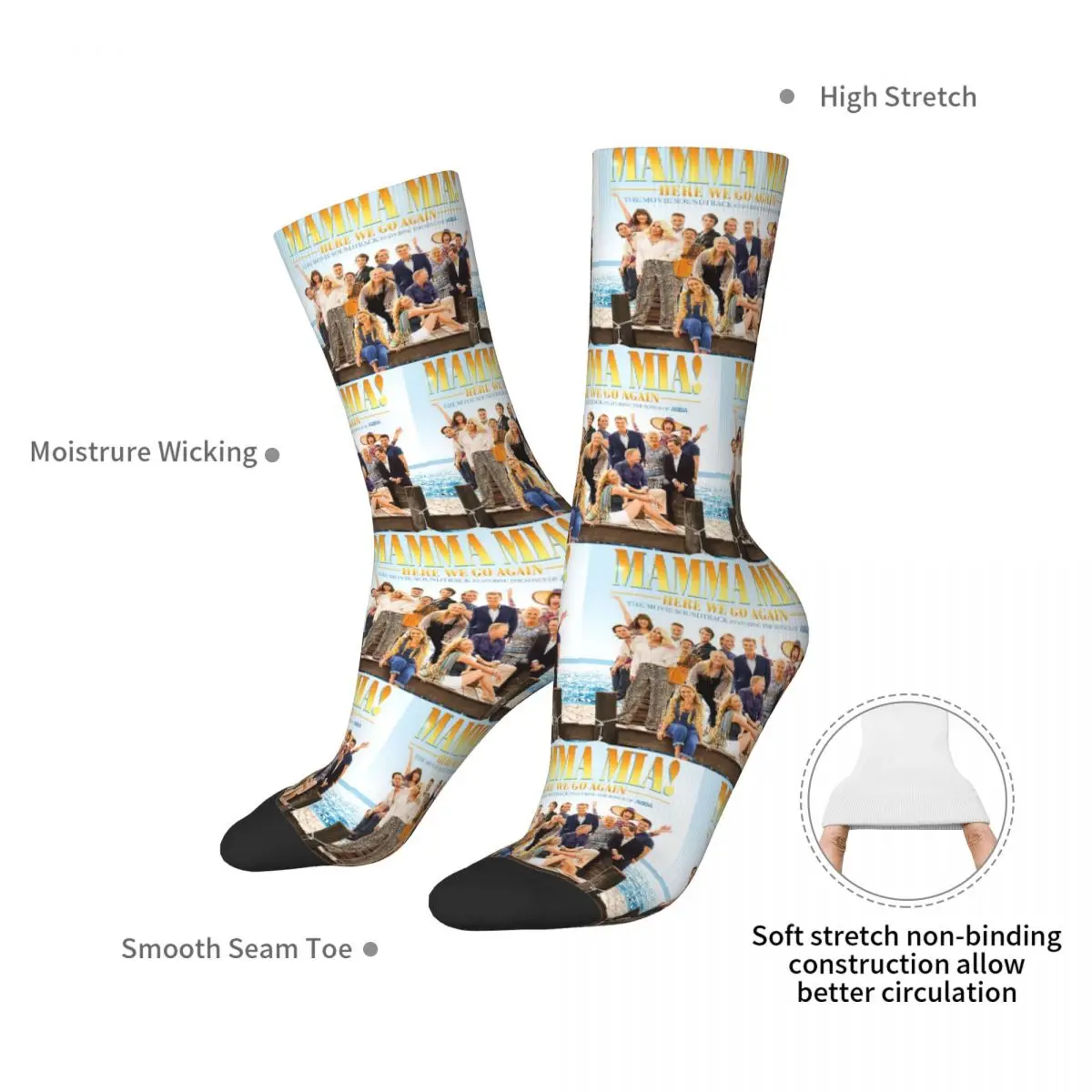 جوارب ماما ميا جوارب هاراجوكو الممتصة للعرق طوال الموسم جوارب طويلة إكسسوارات لهدايا عيد الميلاد للرجال والنساء