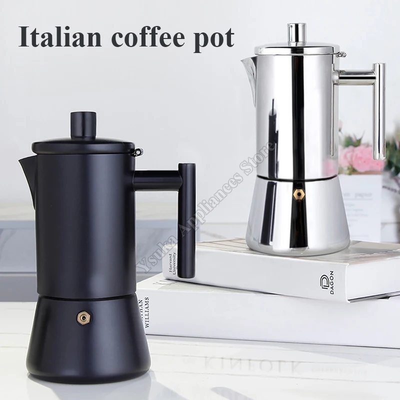 

Coffee Pot Mocha Pot Italian Stainless Steel Induction Cooker Heating Concentrated Coffee Maker