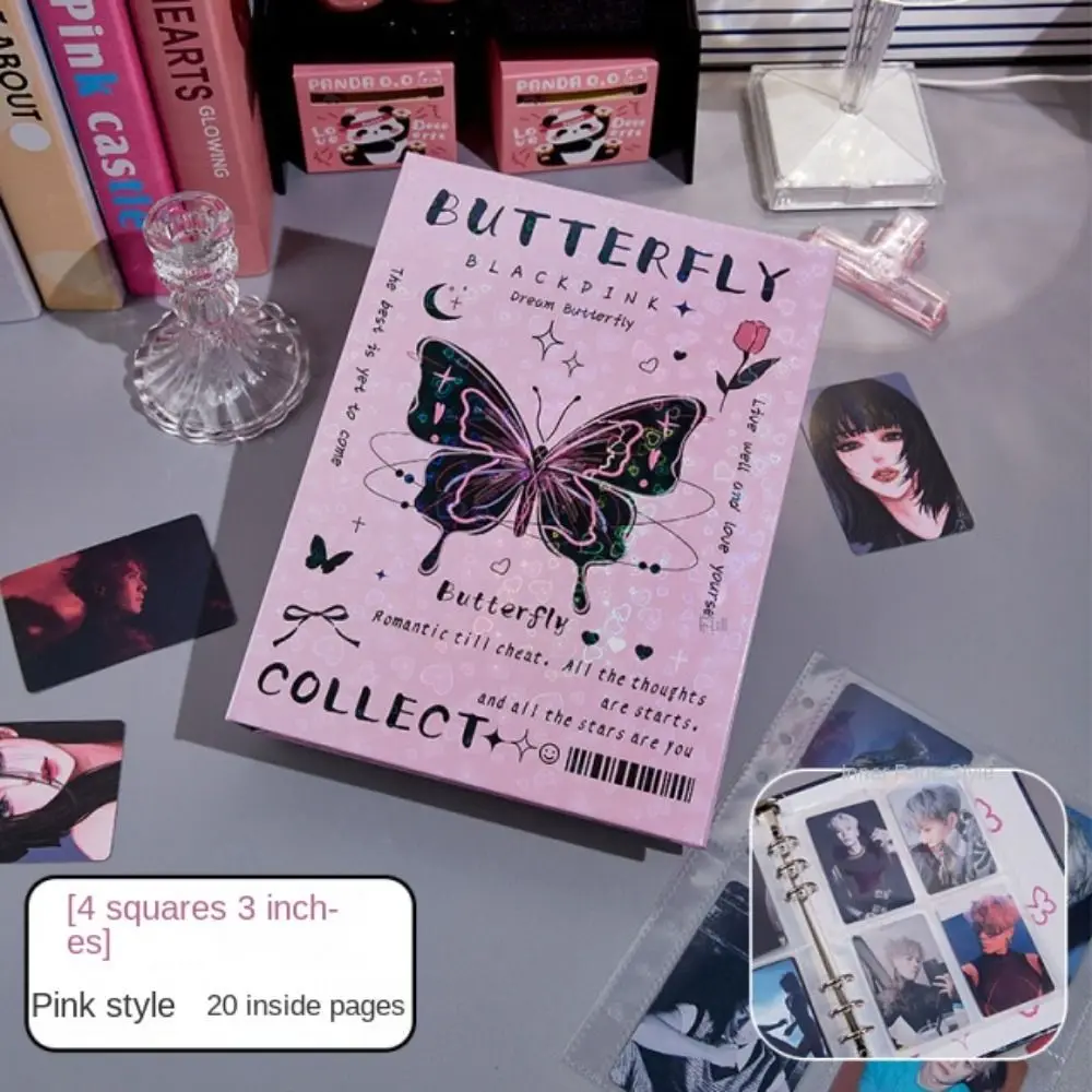 

3 Inch Butterfly Photocard Album Protector Cartoon Cat Binder Photocard Holder Loose-Leaf Retro Style Collect Album Notebook