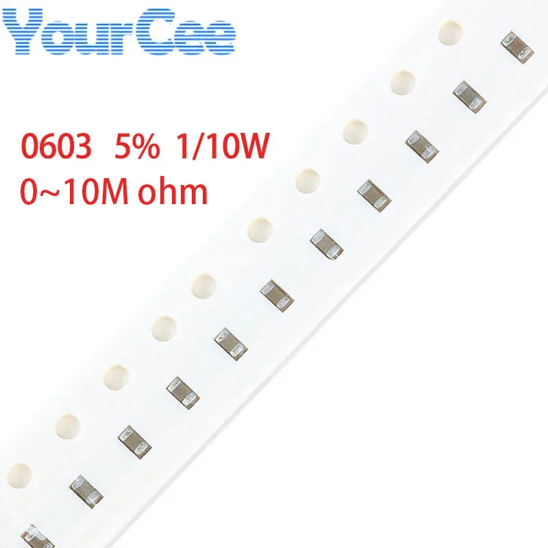200szt 0603 Rezystor SMD 5% 0~10M 1 2 3.6 220 110 18 910 2.2K 2.4M 2.7K 20K 24 240K 27K 3.3M 3.9K 330K 5.1K 6.8K 7.5K 4.7M ohm