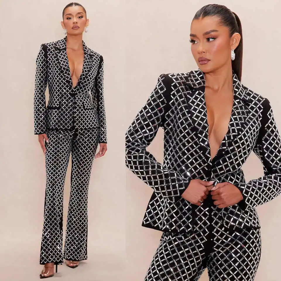 

New Stylish Tailered Women Suit Notched Lapel One Button Two Pieces Blazer Pants Classic Simple Business Office Women Customized