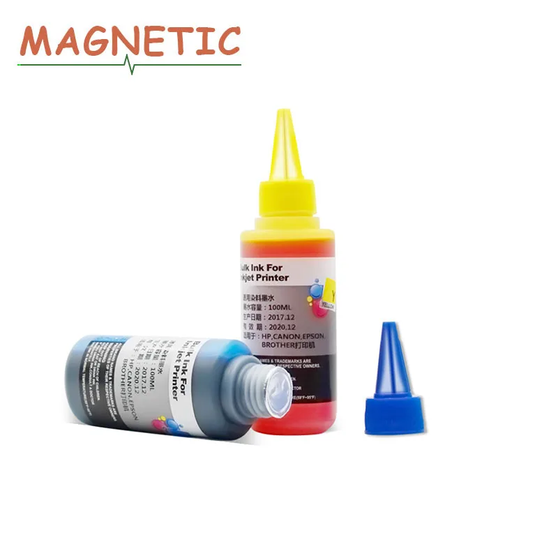 Magnetic universal 100ml dye ink  for hp for canon for epson for brother Cartridge Printer 4 Colors Inkjet Printer Bulk Ink