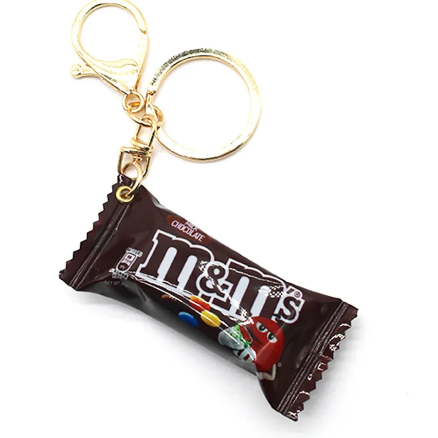 Creative Funny Simulated M Beans Chocolate Key Chain for Chocolate Lover Gifts Fashion Jewelry Accessories Christmas Xams Gifts