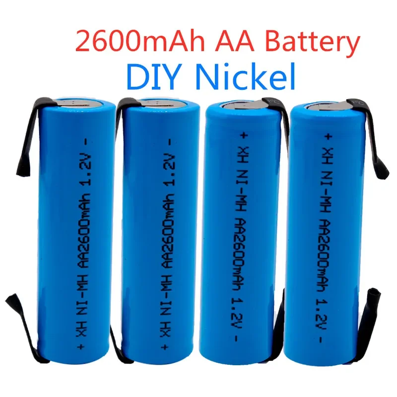 AA Rechargeable Battery 1.2 V 2600mAh AA NiMH Battery With Solder Pins DIY Electric Razor Toothbrush Toys