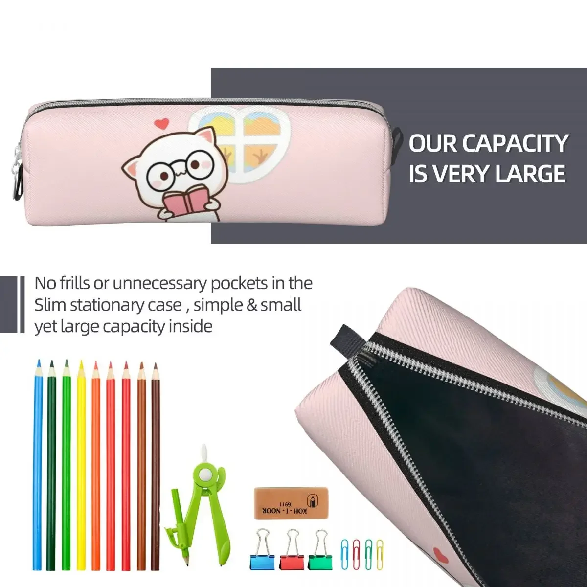 Classic Cute Mochi Peach Cat Pencil Case Kawaii Bear Pencil Box Pen Holder for Girl Boy Bag School Supplies Zipper Accessories