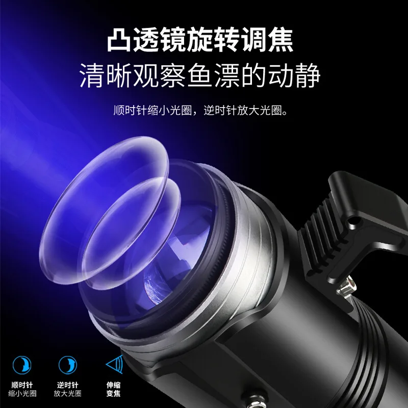 Night fishing  blue   fishing   strong light  super bright laser cannon, high-power zoom  wild fishing