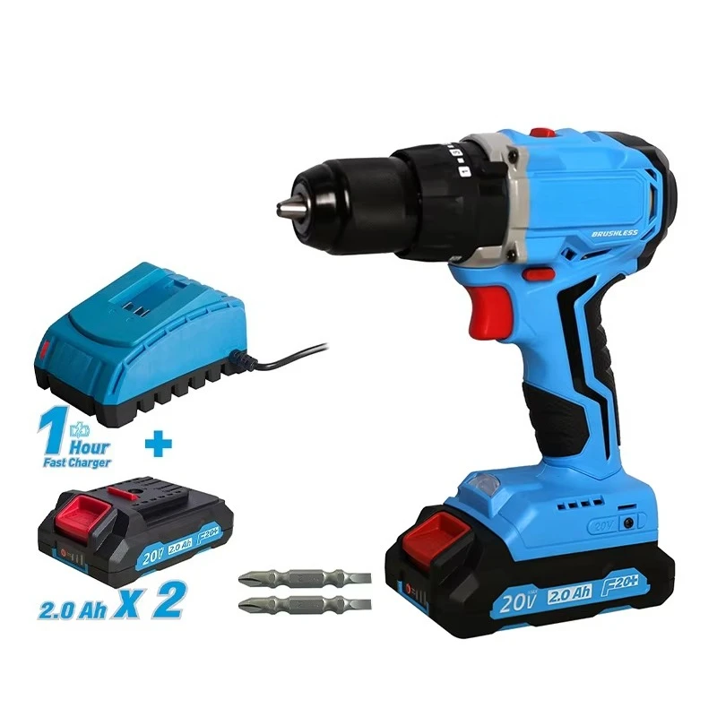 20v Cordless Brushless Drill Power Tool Set Lithium Ion Impact Drill Screwdriver With Battery Kit Combo