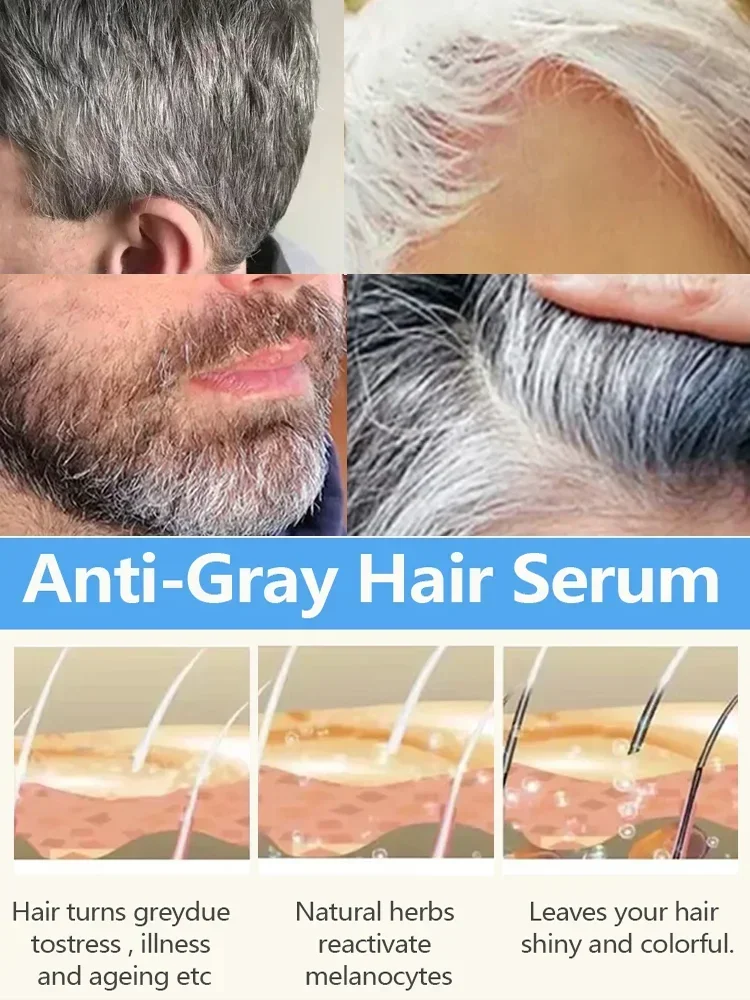 Effektives graues Haaröl Anti graues Haar Umkehr grau bis Original farbe weiße Haar behandlung nährt Kopfhaut serum