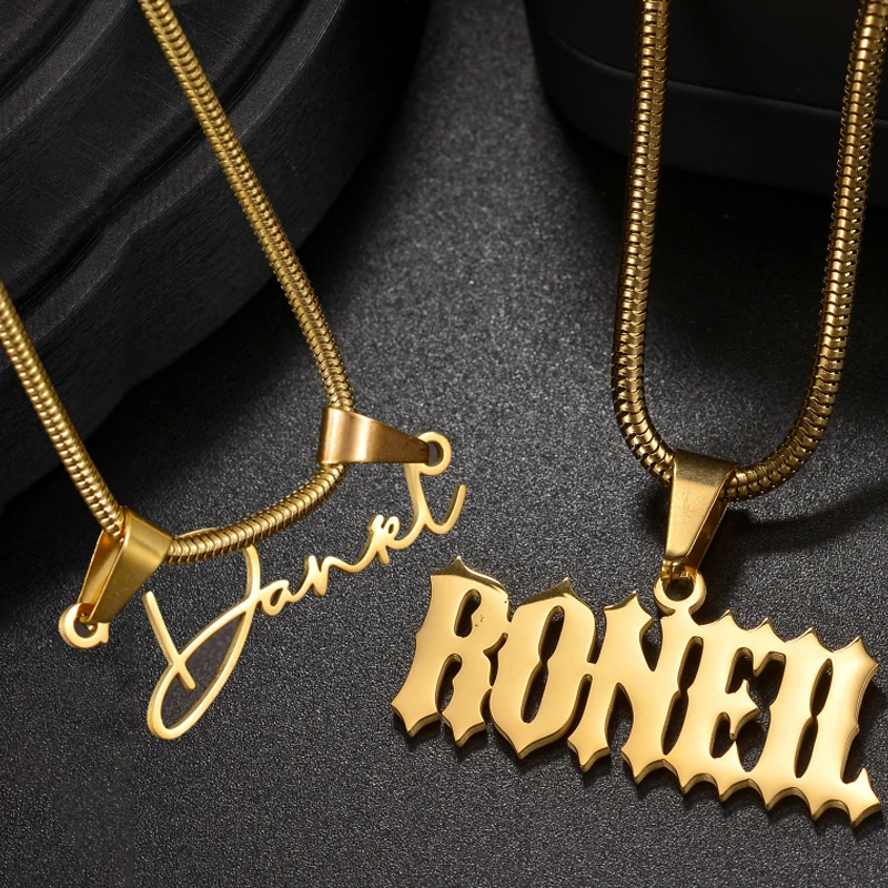 Catena di serpente rotonda personalizzata personalizza la collana con ciondolo con nome per le donne regalo di accessori per feste di gioielli in