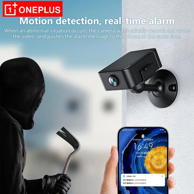 Oneplus Wireless Mini WiFi Security Camera With Night Vision Motion Detection Rechargeable Battery Easy to Mount  App-Controlled